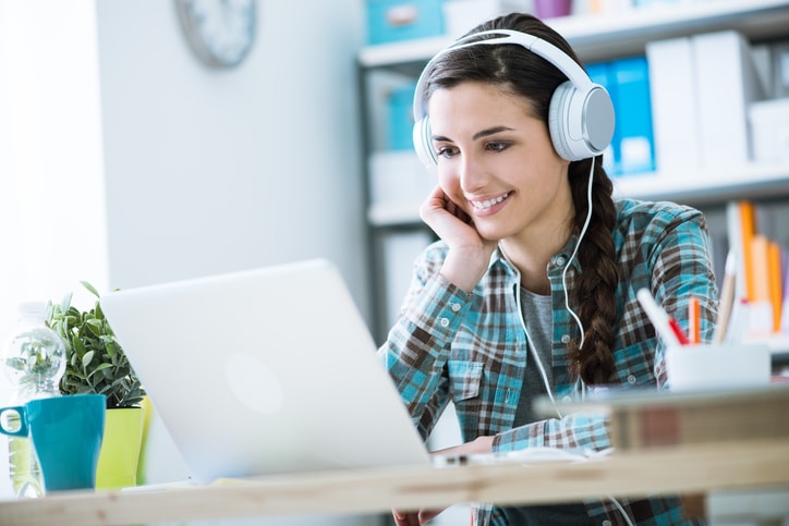 Young Business Person Downloading Facebook Messenger Audio