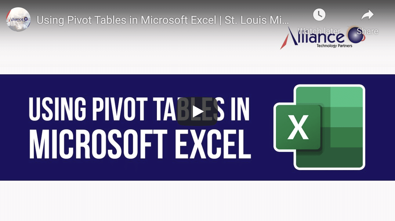 Microsoft Excel Training In St. Louis Getting Started With Pivot Tables