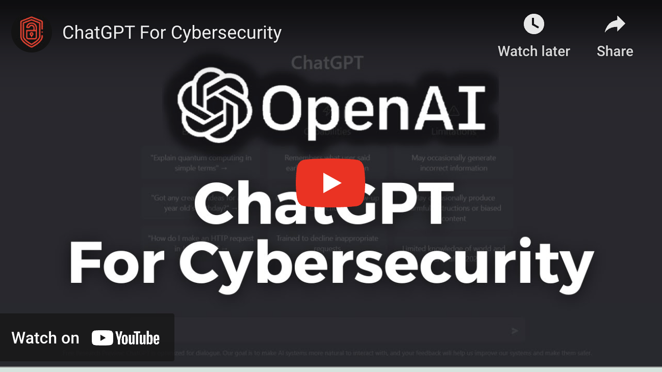ChatGPT For Cybersecurity